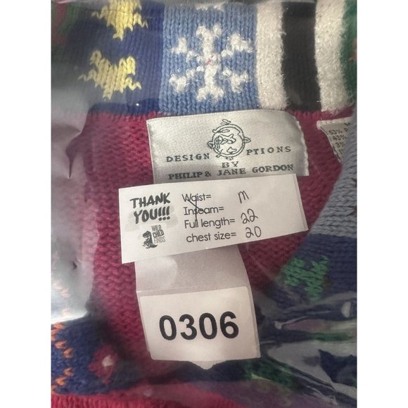 Vtg Design Options Philip Jane Gordon Sweater Snowman Patchwork Collar Button - Picture 11 of 11